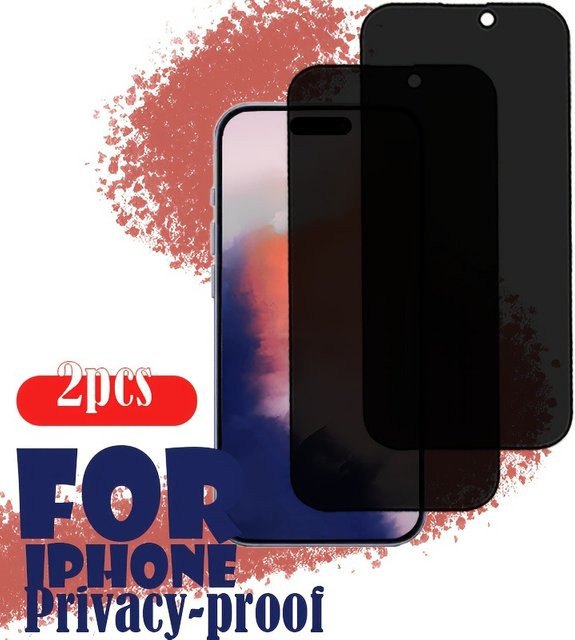 ONEVAN 2er-Pack Sichtschutz-Displayschutzfolie aus gehärtetem Glas für iPhone 11 12 13 14 15 16, Anti-Spionage-Folie in Schwarz - Bild 1