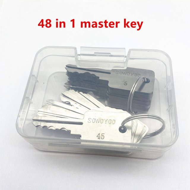 Wilongda 48-in-1 Universal-Hauptschlüsselsatz für professionelle Schlosser zur Vorhängeschloss-Reparatur in Silber - Bild 1