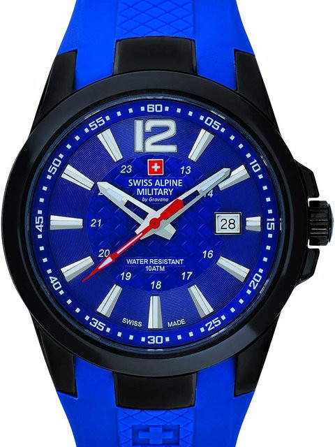 Swiss Alpine Military Herrenuhr, Quarz, Edelstahl, 43 mm, Blau, Silikon - Bild 1