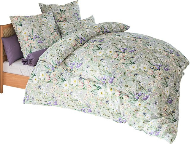 Wäschepur Bettwäsche mit floralem Blumenmuster in Multicolour, 100% Baumwolle, B/H: 135 x 200 cm und 80 x 80 cm - Bild 1