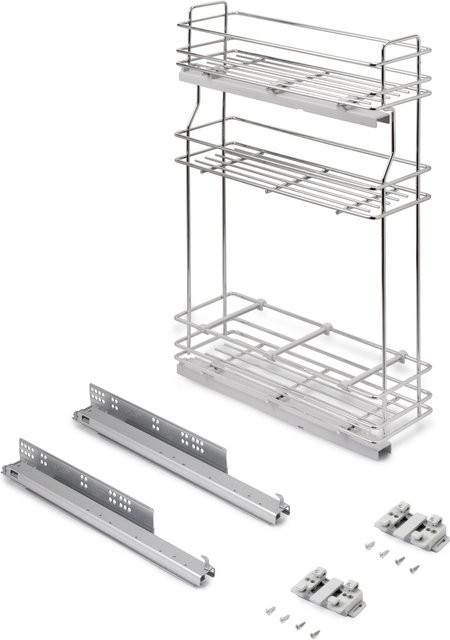 Emuca TitaneMax Ausziehbares Flaschenregal SupraMax mit Sanfter Schließung Linke Seite, 3 Tablets, Breite: 15 cm, Stahl, Anthrazitgrau - Bild 1