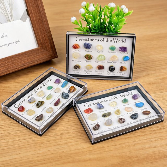 RYCRYSTAL Natürliche Kristallstein-Mineralien-Box, 15 Arten, Set - Bild 1