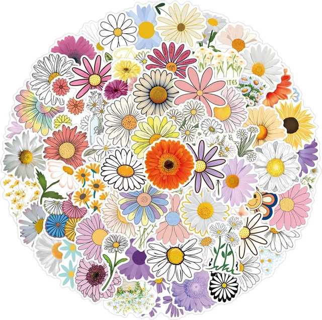 GOGOTU Cartoon-Gänseblümchen-Aufkleber, 110-teiliges Set - Bild 1