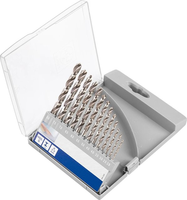 LUX-TOOLS HSS-G Bohrer-Set aus Edelstahl, 13-teilig, Silber - Bild 1