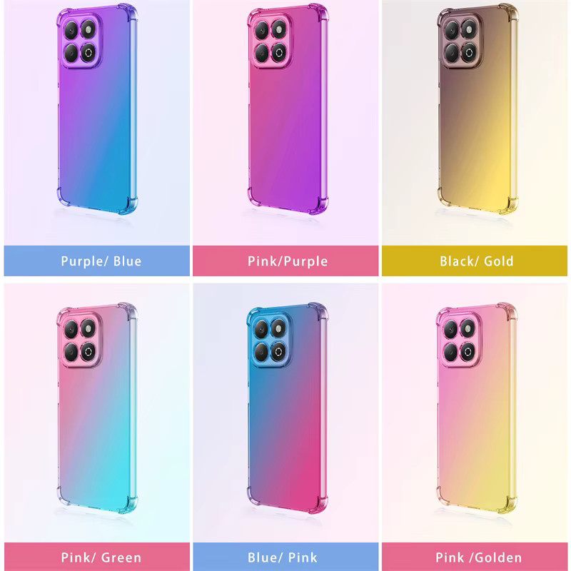 Vier-corns Stoßfeste Gradient TPU Schutzhülle für Honor 200 und Honor 200 Pro Lite in Transparent/Multicolor - Bild 2