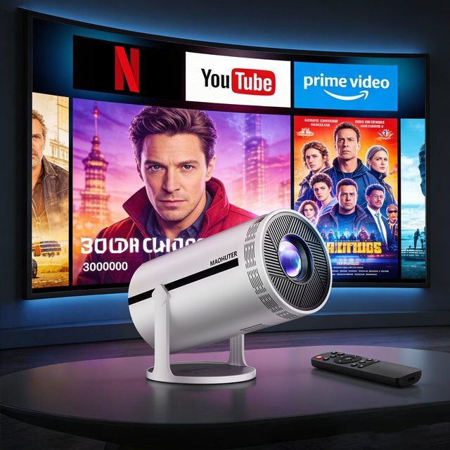 MAOHUTER HY320 Smart Projektor 4K UHD Full HD Heimkino-Projektor in Weiß - Bild 1