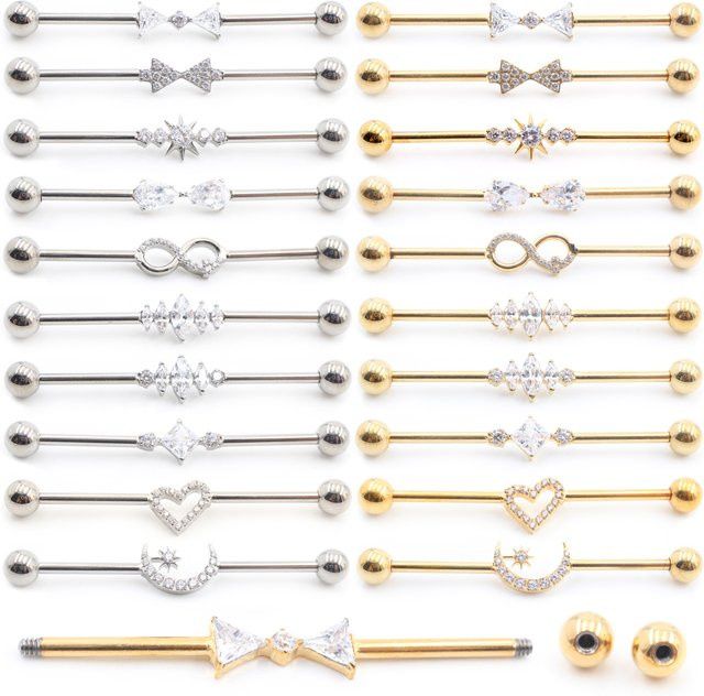 Alisouy Piercing Barbell, Titan, Zirkonia, Herz Dreieck Wassertropfen, Unisex - Bild 1