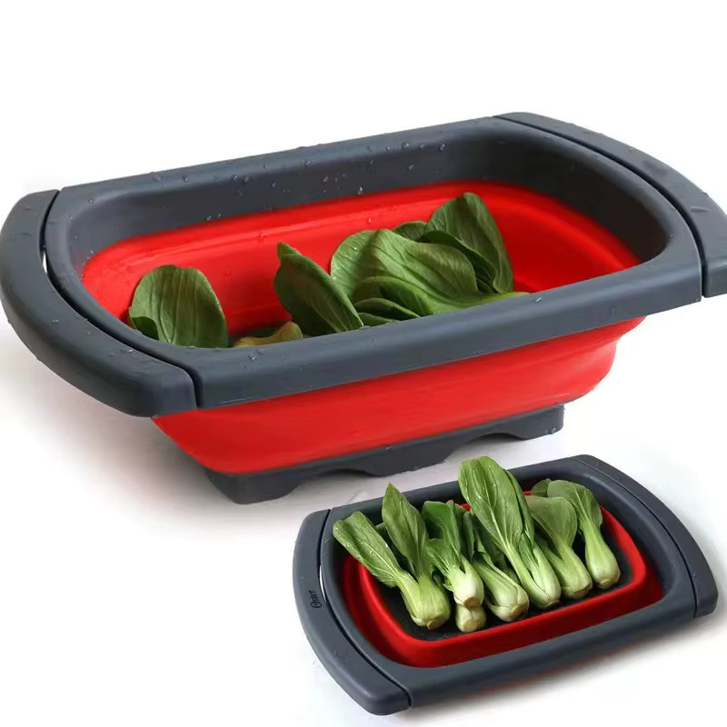 XUANXIANG Faltbarer Silikon Siebkörbchen für Obst und Gemüse in Blau, Rechteckig - Bild 4