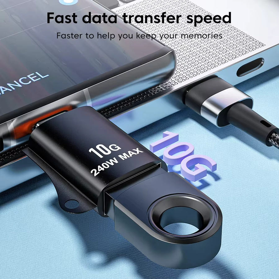 NNBILI USB-auf-Typ-C-Adapter mit 10G OTG, USB 3.0 Typ C Stecker auf USB-Buchse Konverter für schnelles Laden und Datenübertragung in Schwarz und Silber - Bild 3