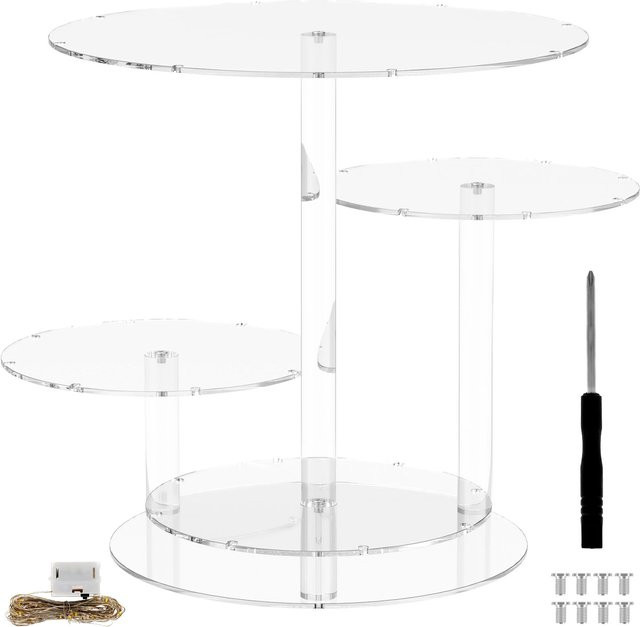 Willstar 4-stufiger Acryl-Kuchenständer in Transparent, runder Dessert-Cupcake-Halter für Geburtstagsdekorationen - Bild 1