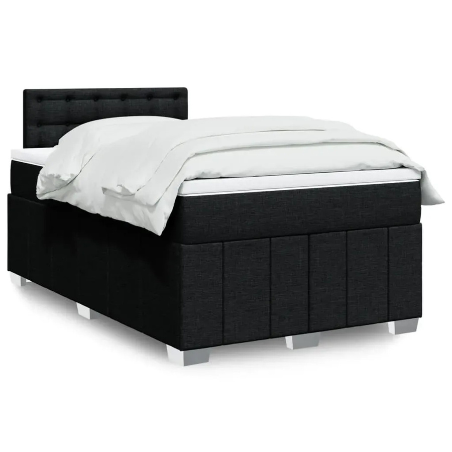 vidaXL Boxspringbett mit Matratze Schwarz aus Stoff mit USB-Ladeport und Unterbettbeleuchtung B/T/H: 120 x 190 x 100,5 cm - Bild 2