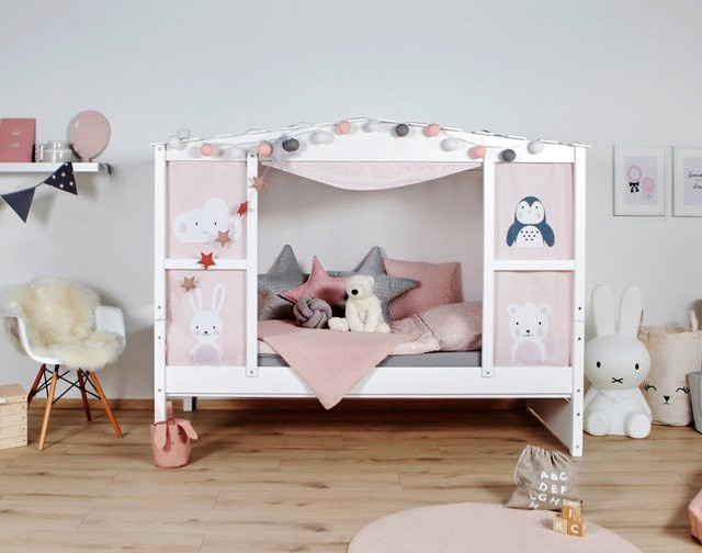 Ticaa Hausbett Amelie aus Kiefer Massivholz mit Bettkasten und Schubladen in Weiß - Bild 1