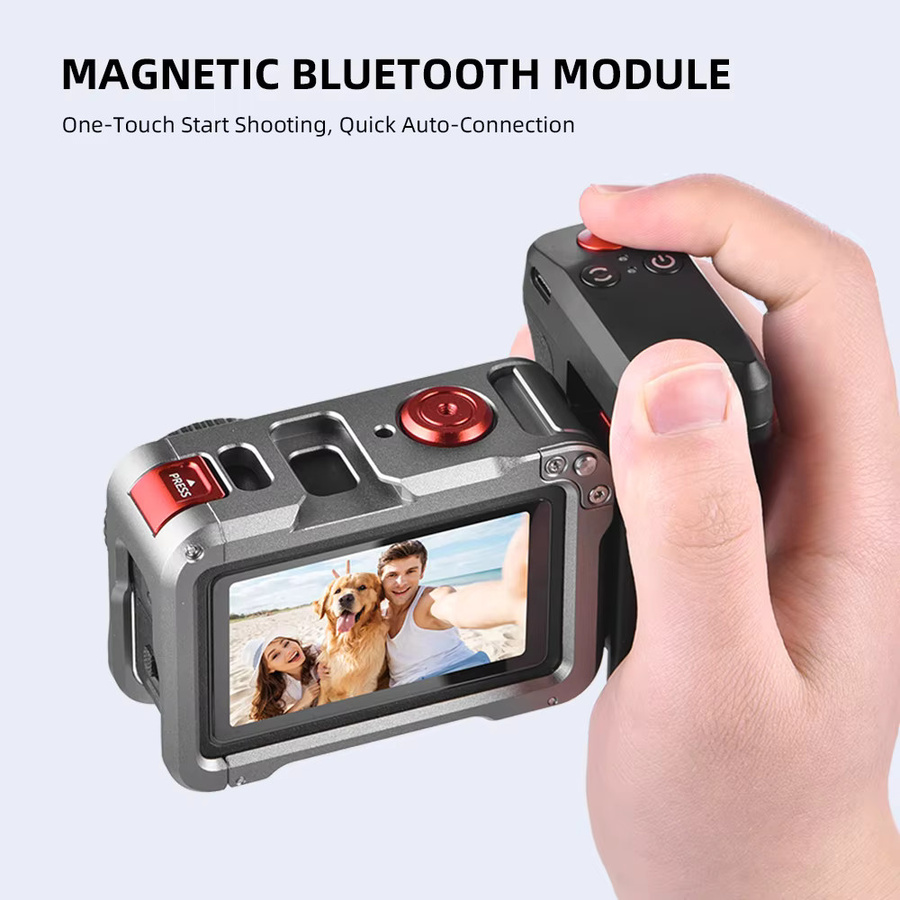 Flymile Bluetooth Street Grip Halterung mit Fernbedienung für DJI Action 6, 5 Pro und 4 in Schwarz - Bild 3
