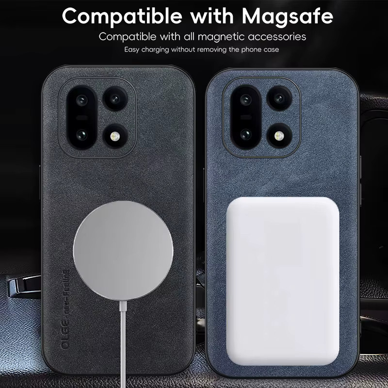Retro Leder Soft Hülle für OnePlus 15 13 13T 12 12R 11 Ace 2 2V 3 3V Nord CE 5 6 Pro 5G mit magnetischem kabellosem Laden in Weiß - Bild 3