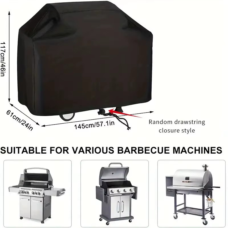 Schwarze Barbecue-Grillabdeckung für Outdoor-Grills mit B/T/H: 117 x 145 x 61 cm - Bild 5