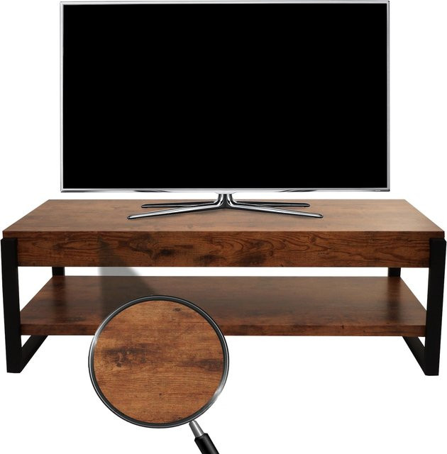MCW TV-Rack L53 Lowboard aus Metall in Dunkler Wildeiche, B/T/H: 120 x 42 x 44 cm - Bild 1