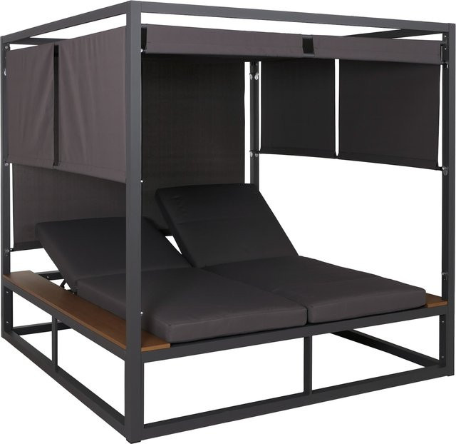 MCW Aluminium Lounge-Gartenliege M63b Daybed mit 10cm Polster in Dunkelgrau, Länge: 200 cm - Bild 1
