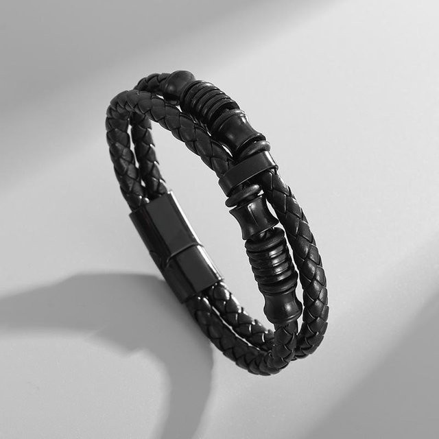 YIRAN Armband, Messing, Perle, Grau, Herren, Unisex - Bild 1