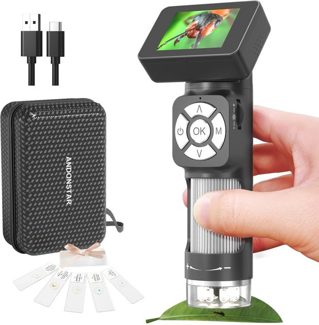 AD112 Tragbares Digitalmikroskop-Kit mit 500-facher Vergrößerung und 2 Zoll LCD-Bildschirm in Schwarz und Bunt - Bild 1