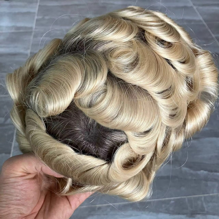 simbeauty Toupet Ombre Blond, 100% Echthaar, Herren - Bild 2