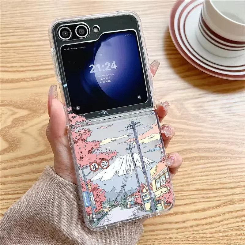 Transparente Anime-Landschaft Schutzhülle für Samsung Galaxy Z Flip 3, Z Flip 4, Z Flip 5, Z Flip 6 und Z Flip 7 - Bild 2