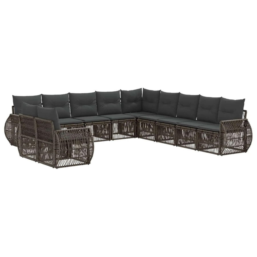 vidaXL Gartensofa-Set 11-tlg. in U-Form aus Poly-Rattan und Metall, Grau und Anthrazit - Bild 2