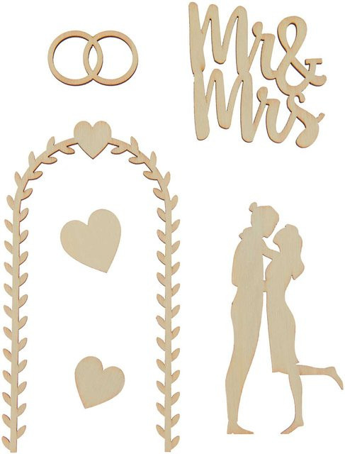 Rico Design Holzdeko Set Hochzeit für L-Dekohaube in Naturfarbig - Bild 1