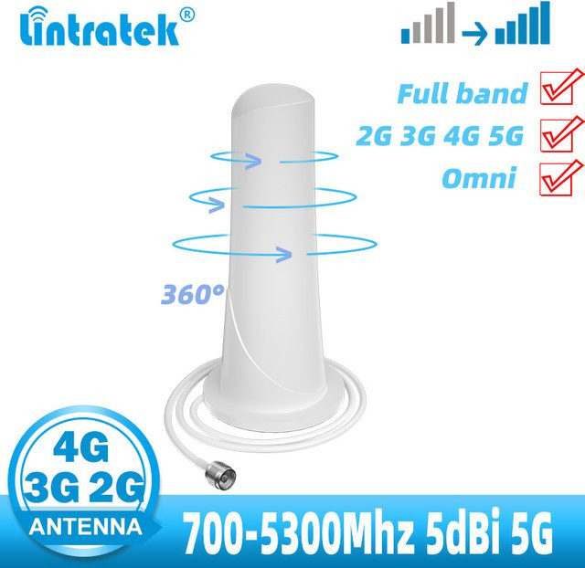 lintratek Innenantenne Mobilfunkverstärker 5G LTE GSM CDMA 700 bis 5300 MHz 5 dB Handy-Repeater B28 in Weiß - Bild 1