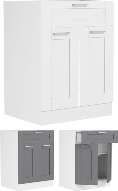 VCM Küchenunterschrank Colura im Landhaus Stil mit zwei Drehtüren und einer Schublade, H x B x T: 82 x 60 x 46 cm - Bild 2