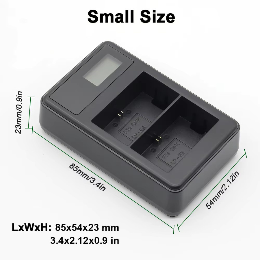 Canon LP-E6 Akkuladegerät mit zwei Steckplätzen in Schwarz für Kameraakkus R7, E6, R5, R, 90D, 80D und 70D - Bild 2