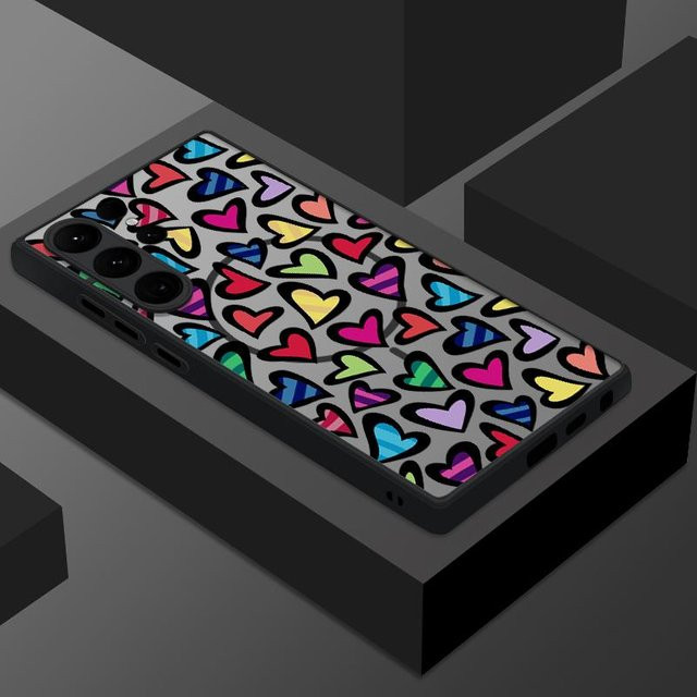 Transparente Samsung Galaxy Handyhülle mit Love Hearts Muster und MagSafe Magnetfunktion - Bild 1