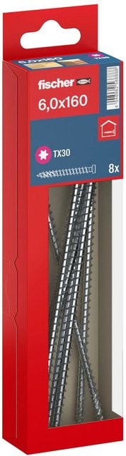 Fischer Holzbauschraube Zylinderkopf TX Vollgewinde Silber Durchmesser: 6 mm, Länge: 160 mm, 8 Stück - Bild 1