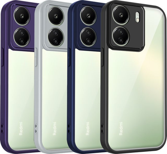 Xiaomi Poco C65 4G Schutzhülle aus Silikon mit transparenter matter Rückseite und Stoßfänger-Funktion - Bild 1