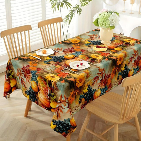 Wasserdichte und wiederverwendbare Tischdecke mit Herbst-Kürbis-Motiv von JINGYUE Pet, B/L: 140 x 200 cm, Mehrfarbig