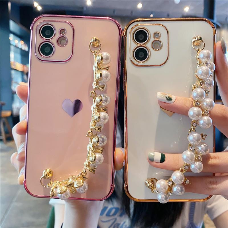 Bai Fen Bai-Digital 3C Luxus Handyhülle mit Perlenarmband und vergoldetem Design für iPhone Modelle, Farbe: Gold - Bild 5