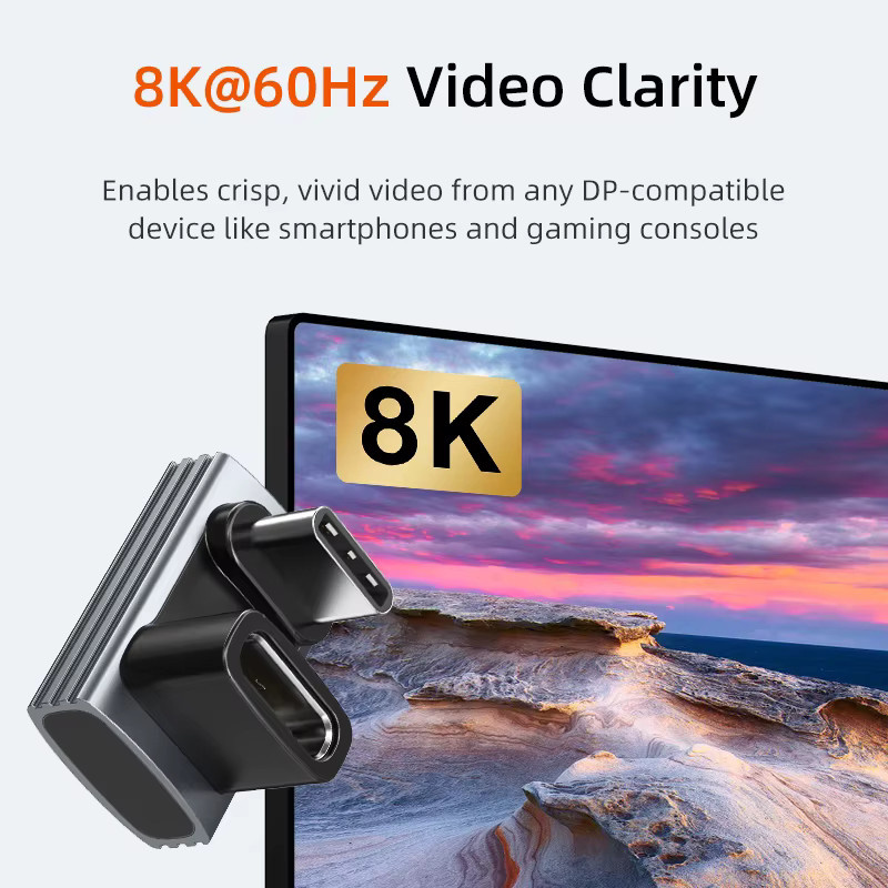 CABLETIME USB4-Adapter Typ-C auf USB-C mit 240W, 8K 60Hz und 40Gbps, 90-Grad-Konverter für iPhone, MacBook und iPad - Bild 3
