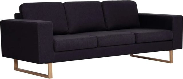 vidaXL 3-Sitzer-Sofa in Schwarz mit Stoffbezug und Holzrahmen - Bild 1