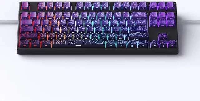 Double Shot Shine Through Keycaps Purple Topographic 4.0 PBT-Tastenkappen im Cherry-Profil für mechanische MX-Switches in Lila und Weiß - Bild 1