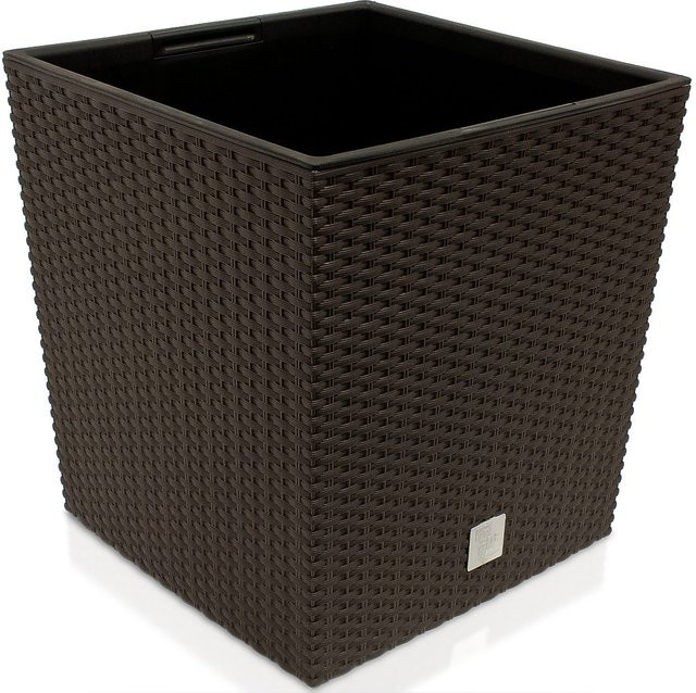 Deuba Blumentopf Rato Low 2er-Set braun, B/T/H: 32 x 32 x 33 cm - Bild 1