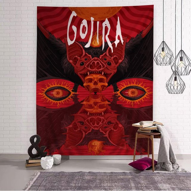 FableNook Gojira Band DIY Wandteppich Wandkunst in Schwarz und Rot, B/H: 100 x 70 cm - Bild 1