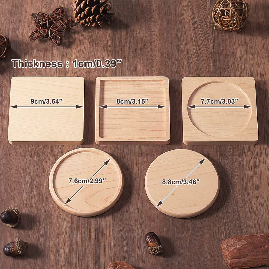 2er-Set Holz Untersetzer aus Nussbaum, runde hitzebeständige Tischsets für Tee, Kaffee und Teekannen, braun - Bild 2