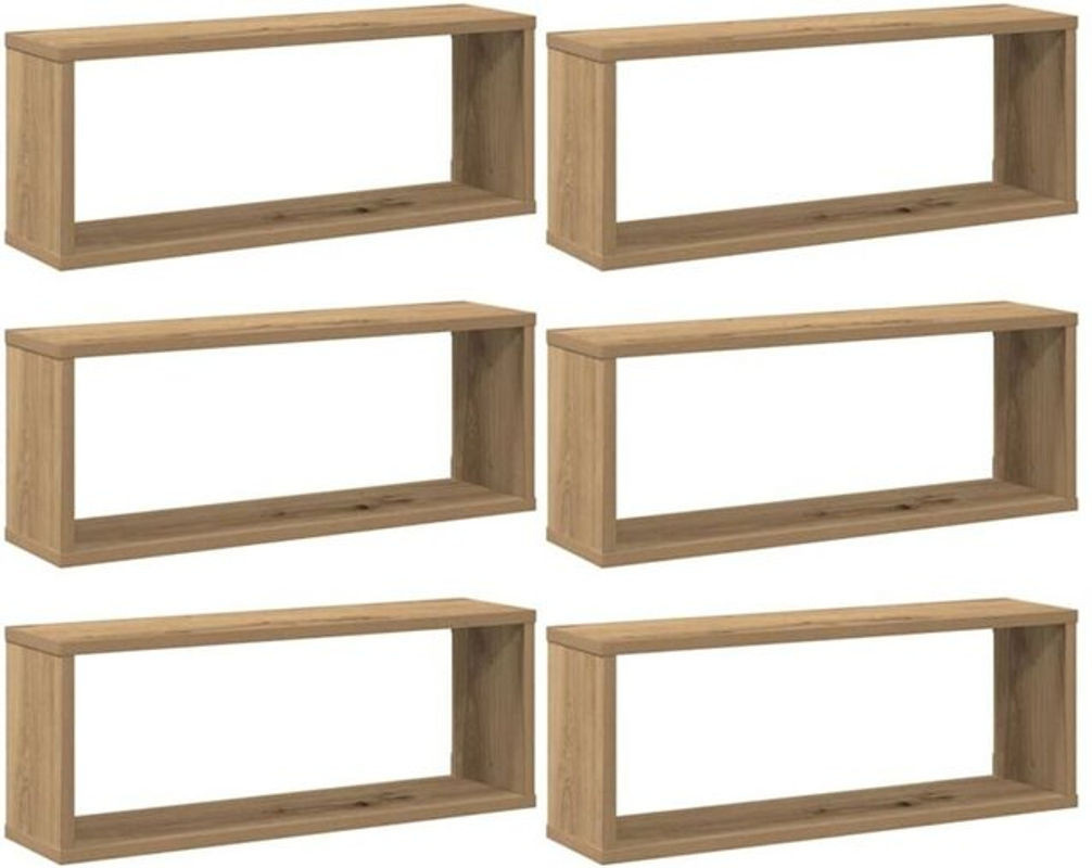 6er Set Wandregale Vidaxl aus Holzwerkstoff in Eiche Natur Braun, B/T/H: 60 x 15 x 23 cm - Bild 1
