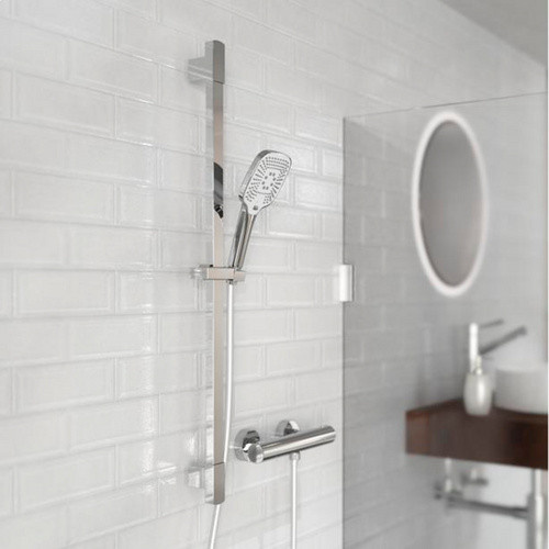 Schütte Ravenna Stangenbrause-Set in Chrom und Weiß mit Handbrause und Regendusche - Bild 2