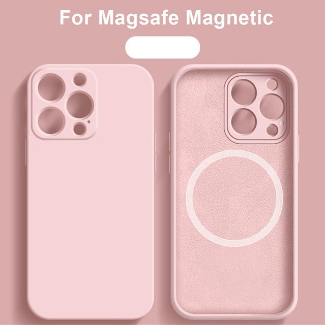 Original Flüssigsilikon MagSafe Wireless Charging Hülle für iPhone 11 bis 16 Pro Max in Pink - Bild 1
