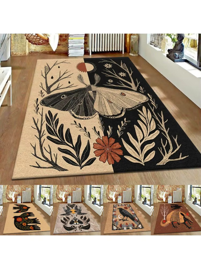 Moderner Teppich mit Schmetterlings-Design in Mehrfarbig für Wohnzimmer und Schlafzimmer - Bild 3