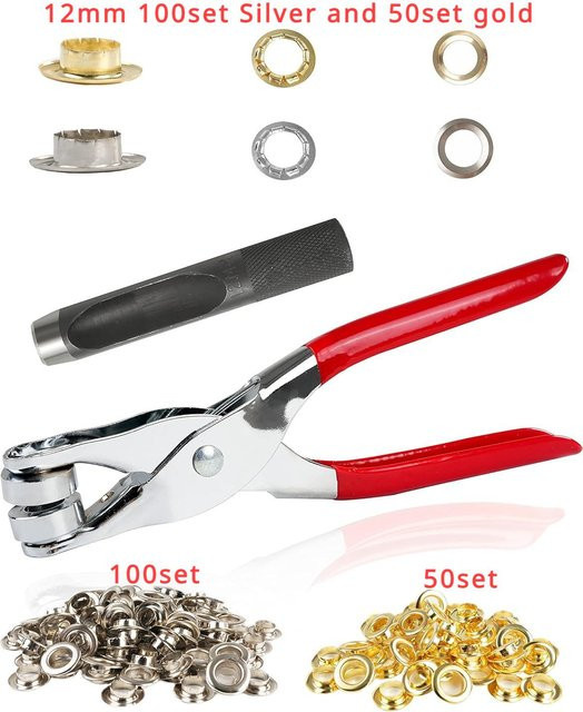 Ruidida Ösenstanzwerkzeug Set aus Metall für Lederhandwerk und Kleidung in Silber - Bild 1