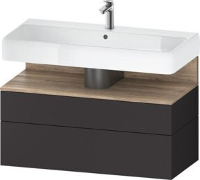 Duravit Waschtischunterschrank Qatego in Grau Matt, Wandhängend, mit LED-Beleuchtung und Innenschubladen, B/T/H: 99 x 47 x 59 cm - Bild 1