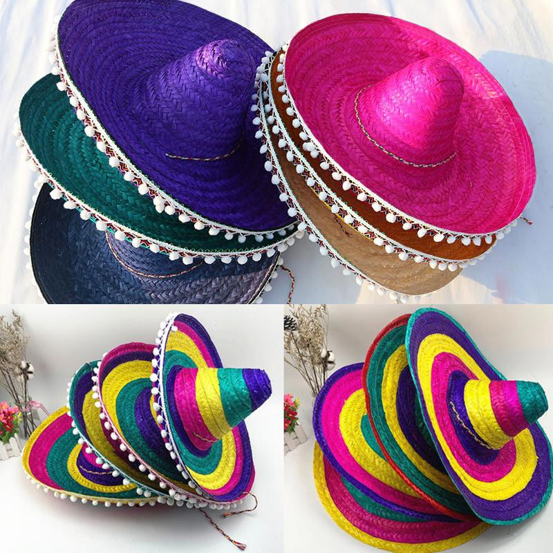 2NLifeStyle Bunter Strohhut mit Pompom für Halloween und Party als Mexikanisches Cosplay Accessoire in Mehrfarbig - Bild 2