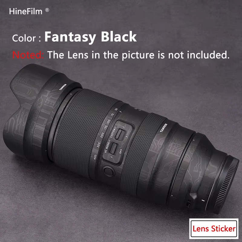HineFilm Skin Objektivaufkleber für Tamron 50-400 mm F/4,5–6,3 Di III VXD Sony E, Schwarz - Bild 1