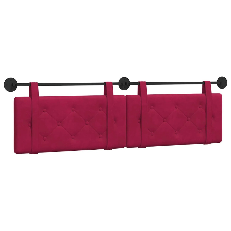 vidaXL Wandmontiertes Kopfteil aus Samt in Weinrot, B/H/T: 190 x 55 x 5 cm - Bild 2